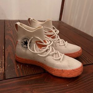 Cream High Top Flyknit Converse